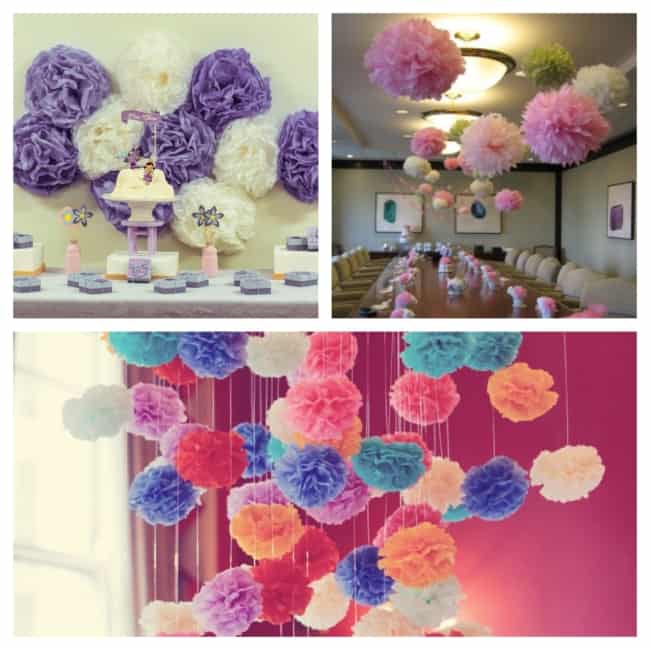 decoração de festa infantil com papel crepom