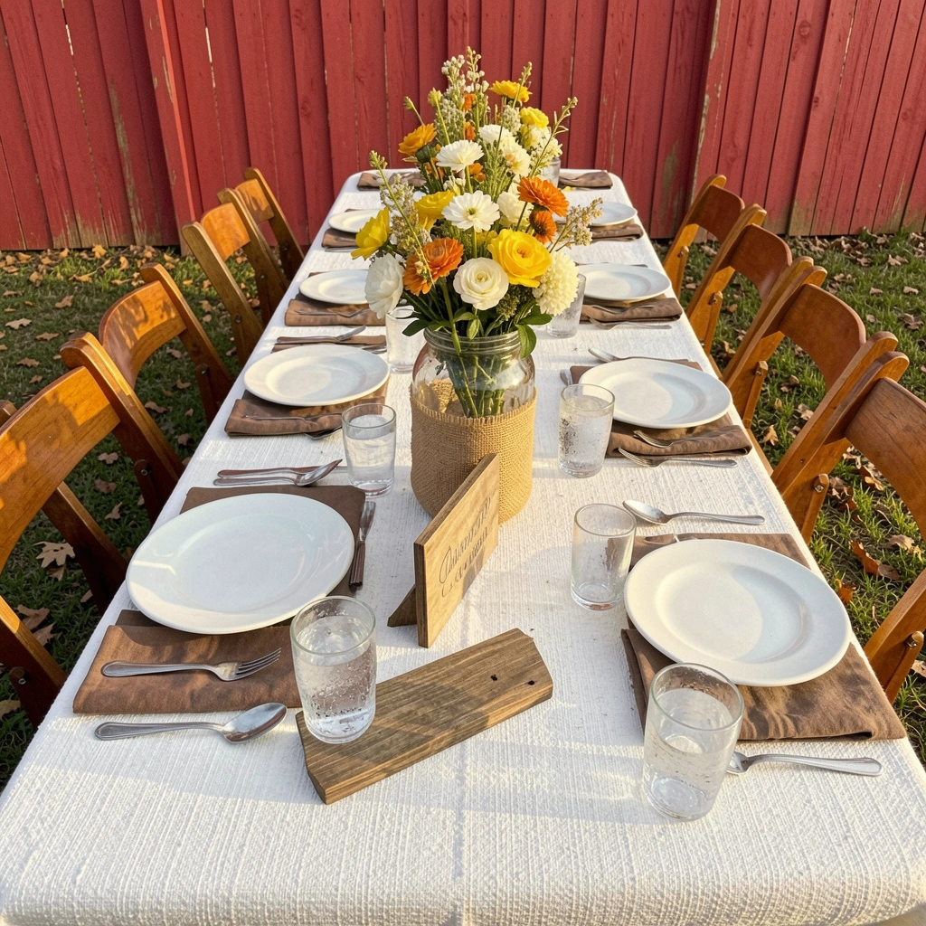 Colagem de mesas decoradas com diferentes estilos, incluindo arranjos florais e louças variadas