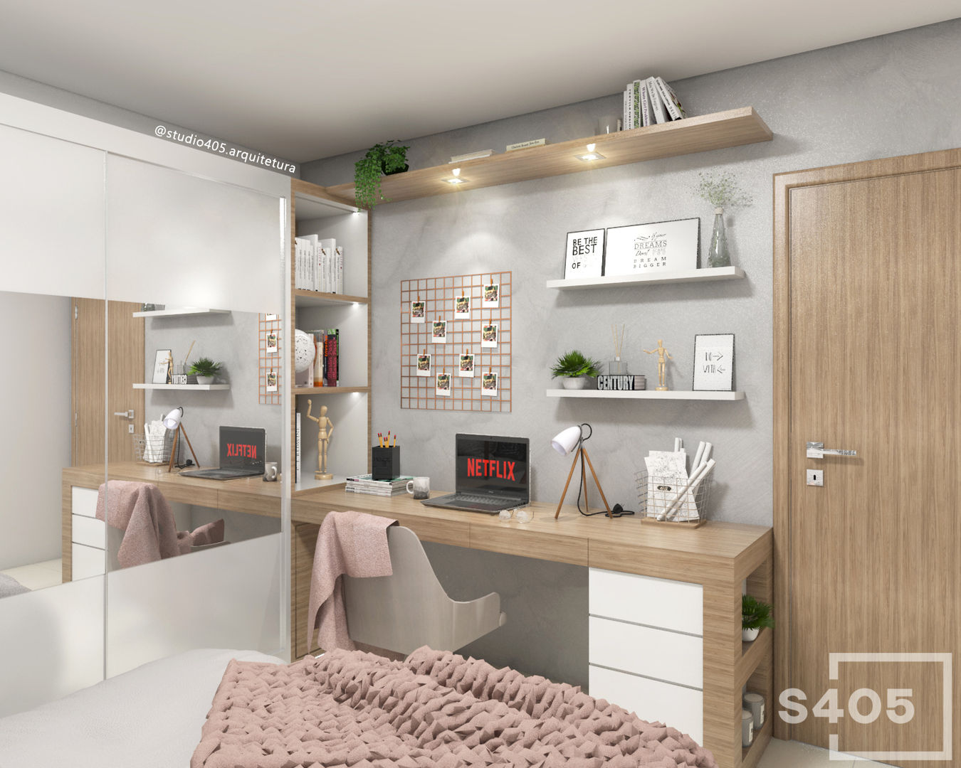 mesa de estudo planejada para quarto