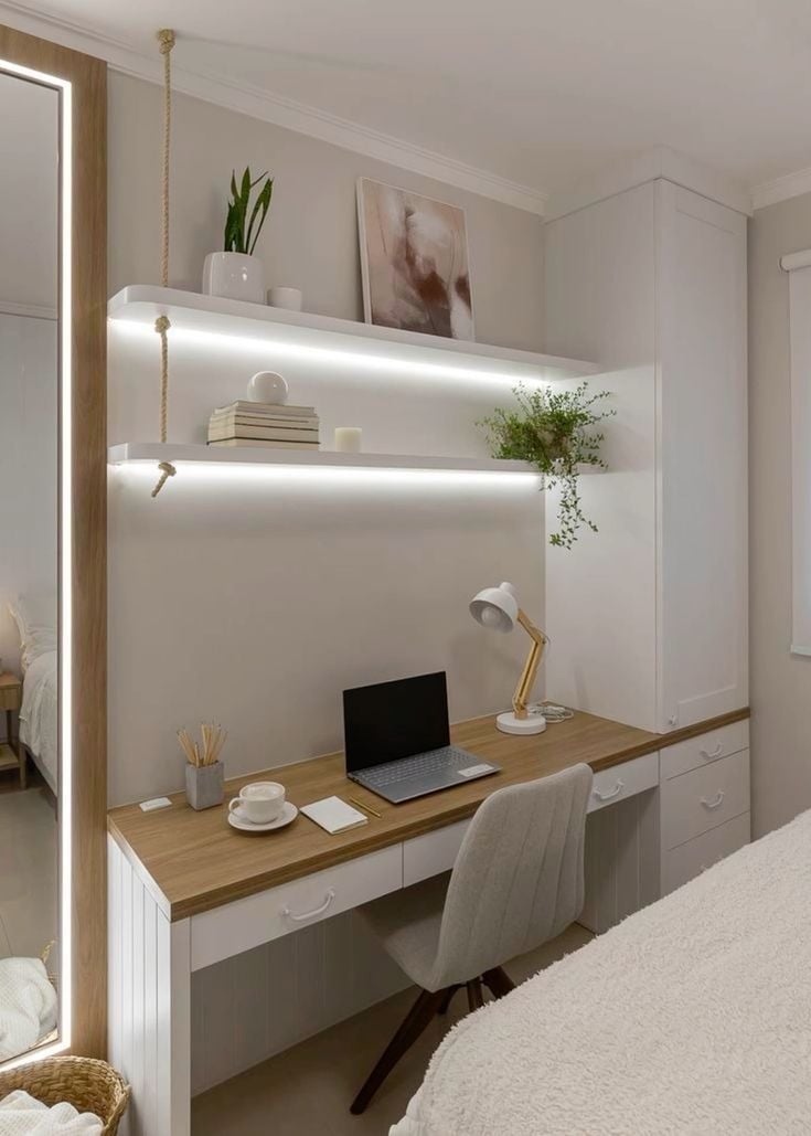 móveis planejados para quarto com home office