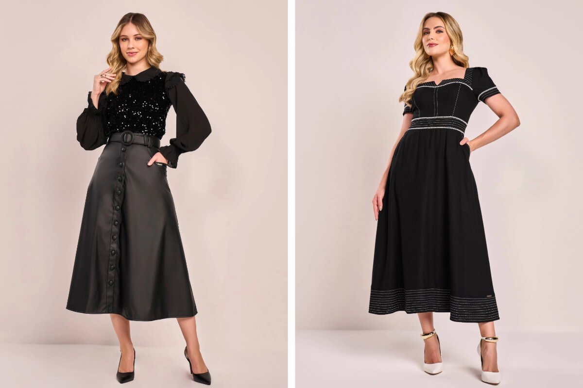 look all black elegante