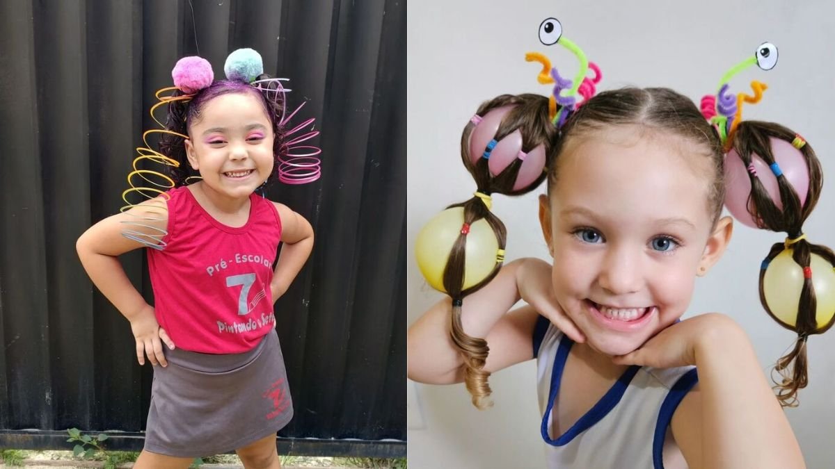 cabelo divertido para escola