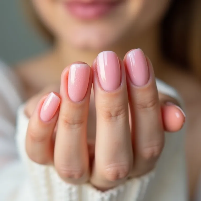unhas em gel rosa pálido