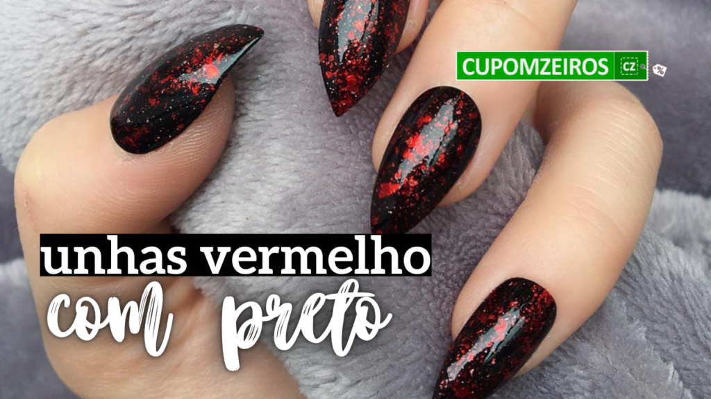 unha preta e vermelha amendoada