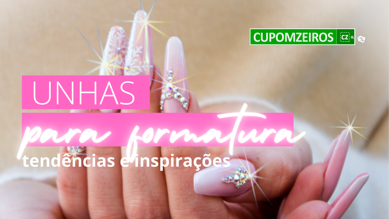 unhas formatura com glitter fino