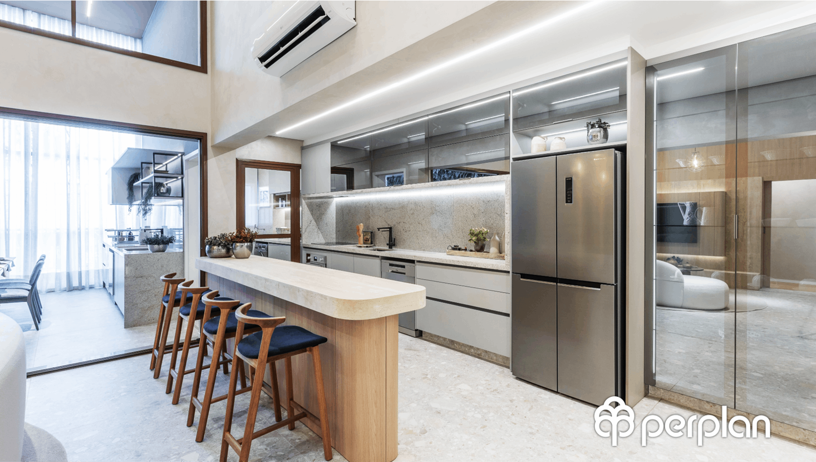 bancada de cozinha com ilha