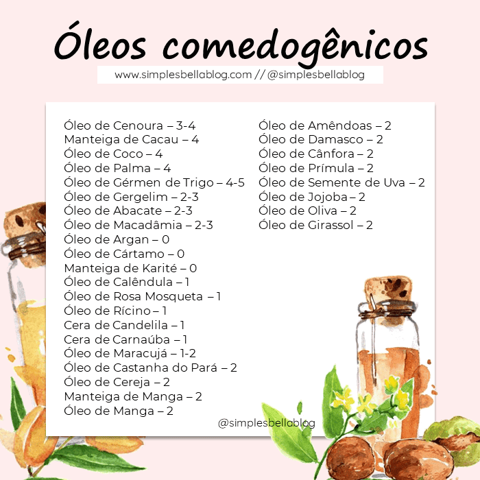 maquiagem não comedogênica