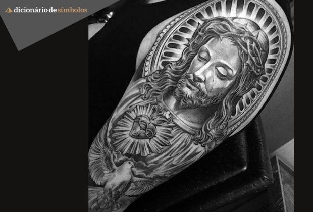 tatuagem de Jesus estilo fineline