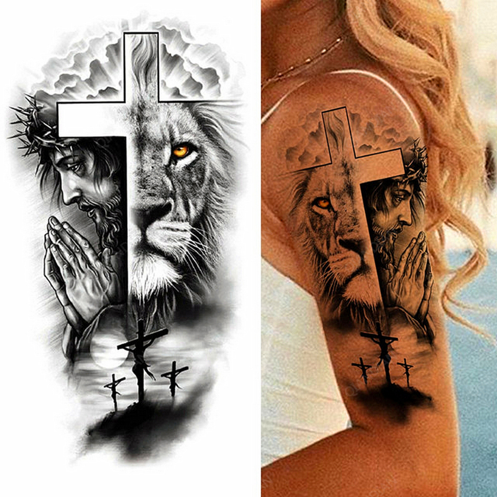 tatuagem de Jesus com leão