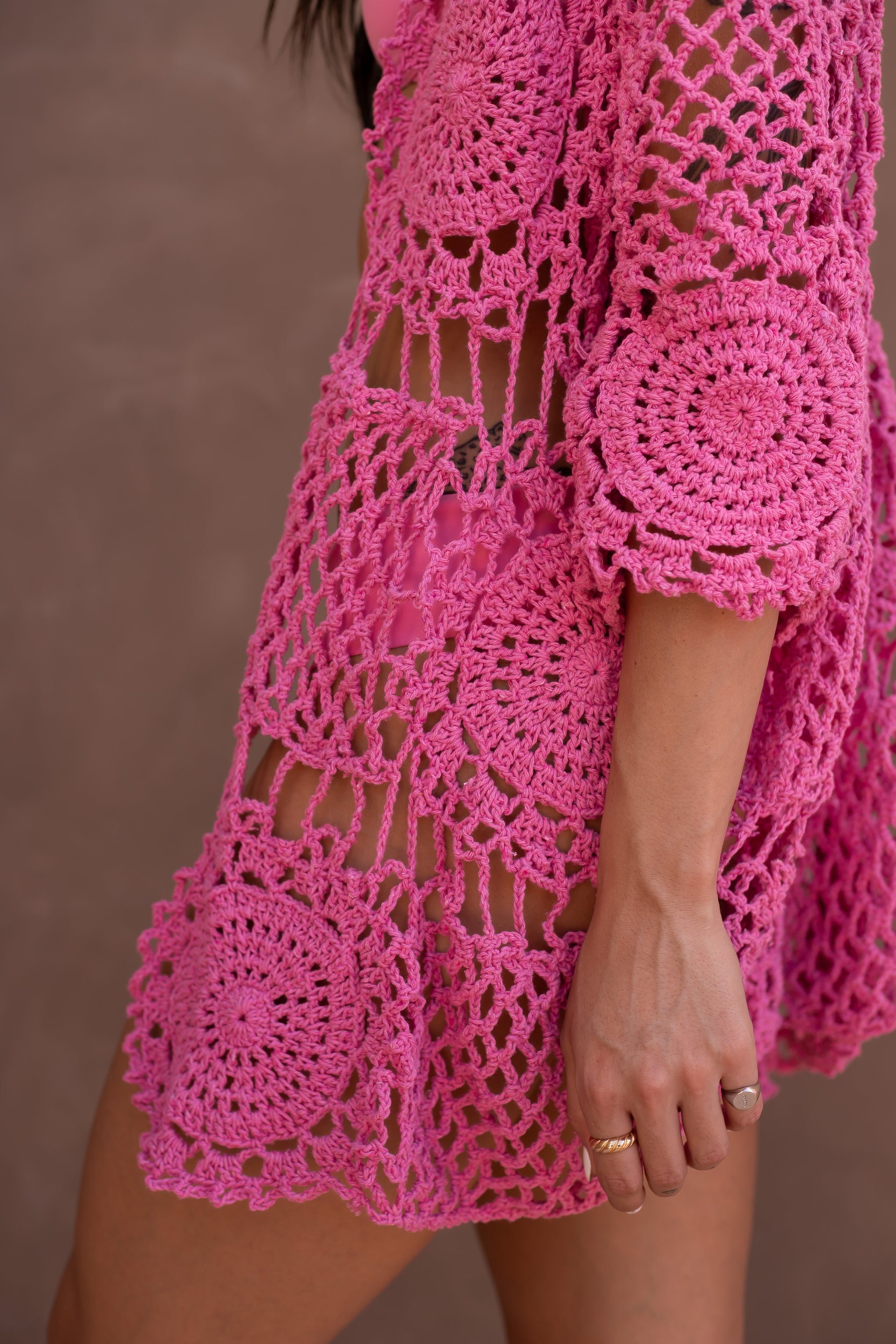 kimono de crochê boho chic