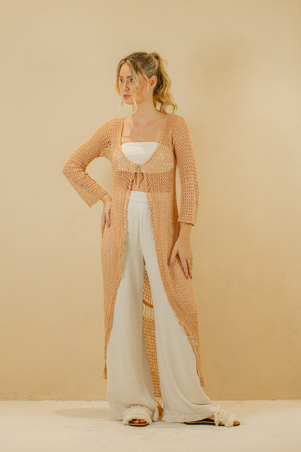kimono de crochê colorido