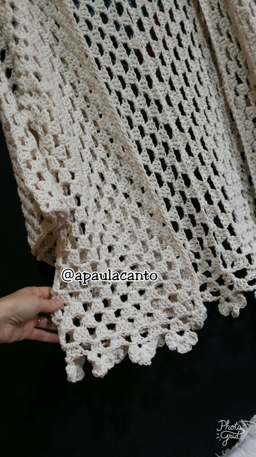 kimono de crochê preto
