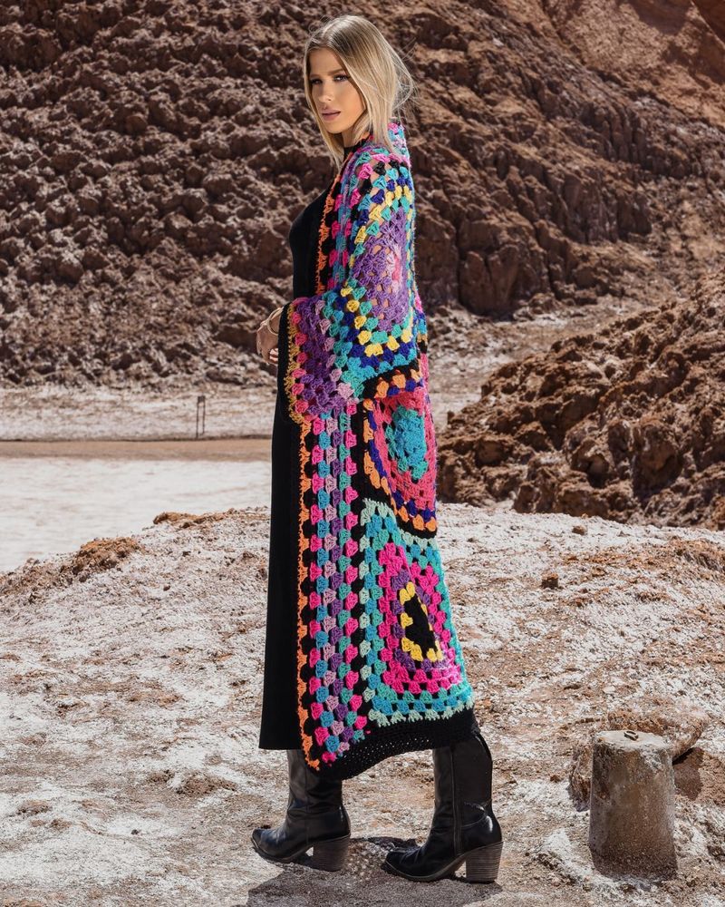 kimono de crochê curto