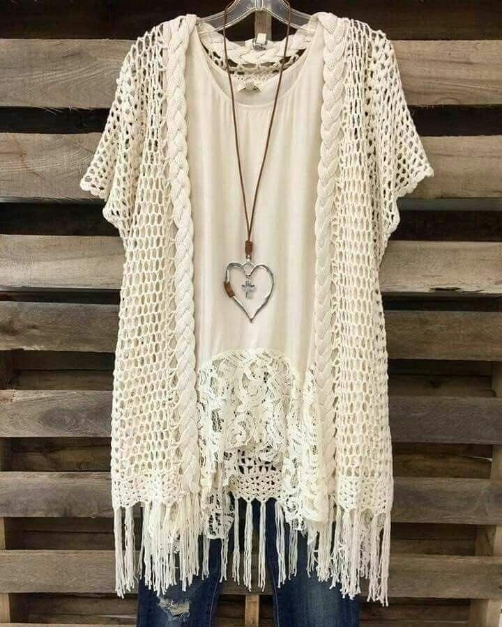 kimono de crochê preto