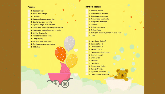 organizar chá de bebê