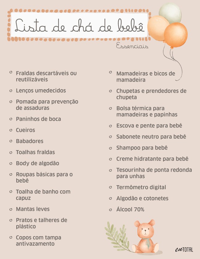 checklist chá de bebê