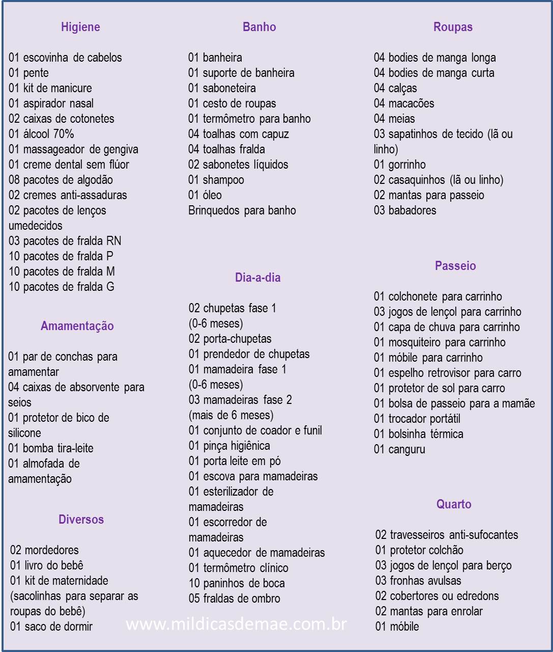 canva lista chá de bebê