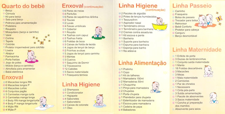 chá de fralda lista