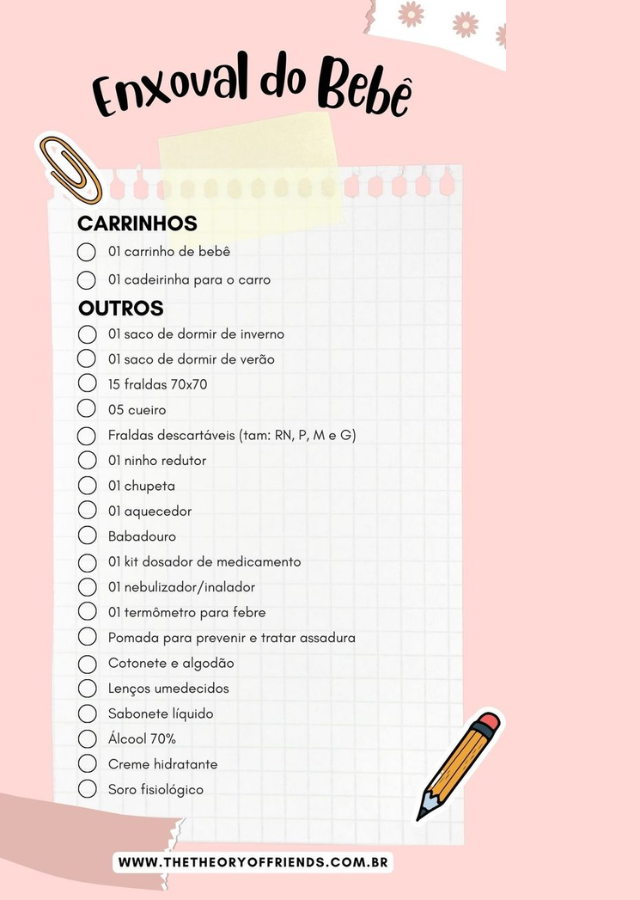 lista completa chá de bebê