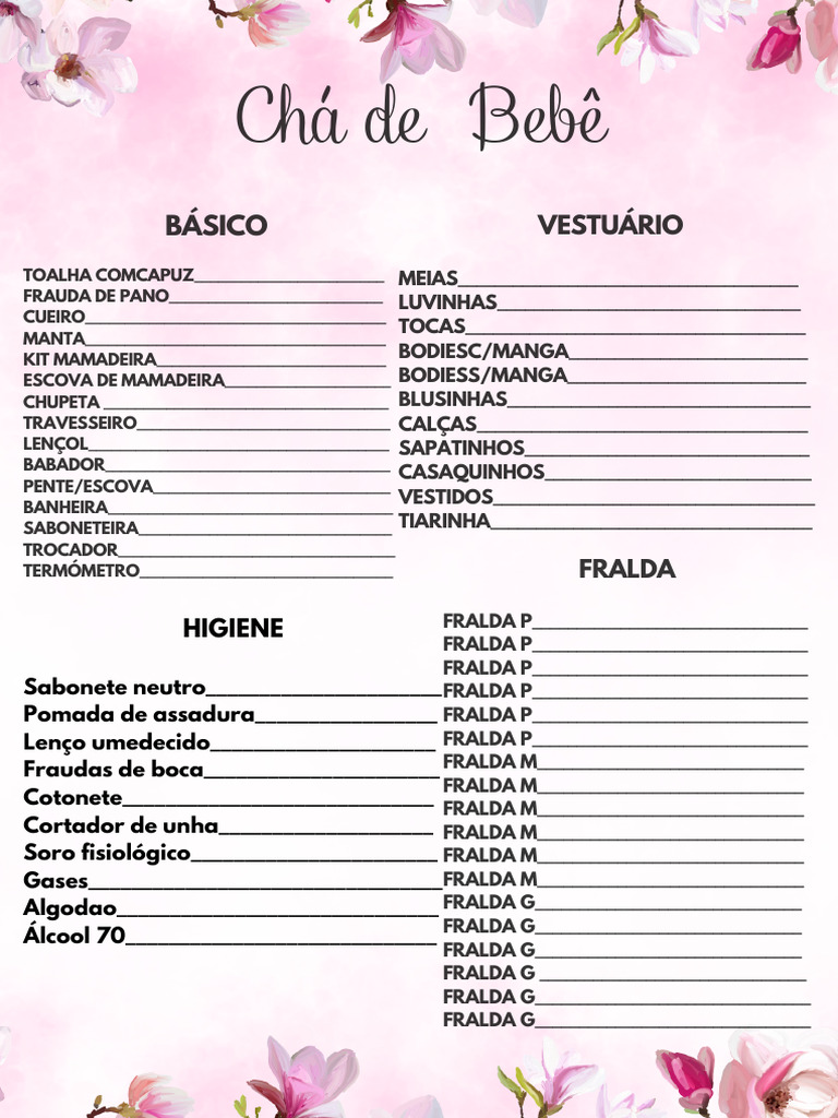 organização chá de bebê