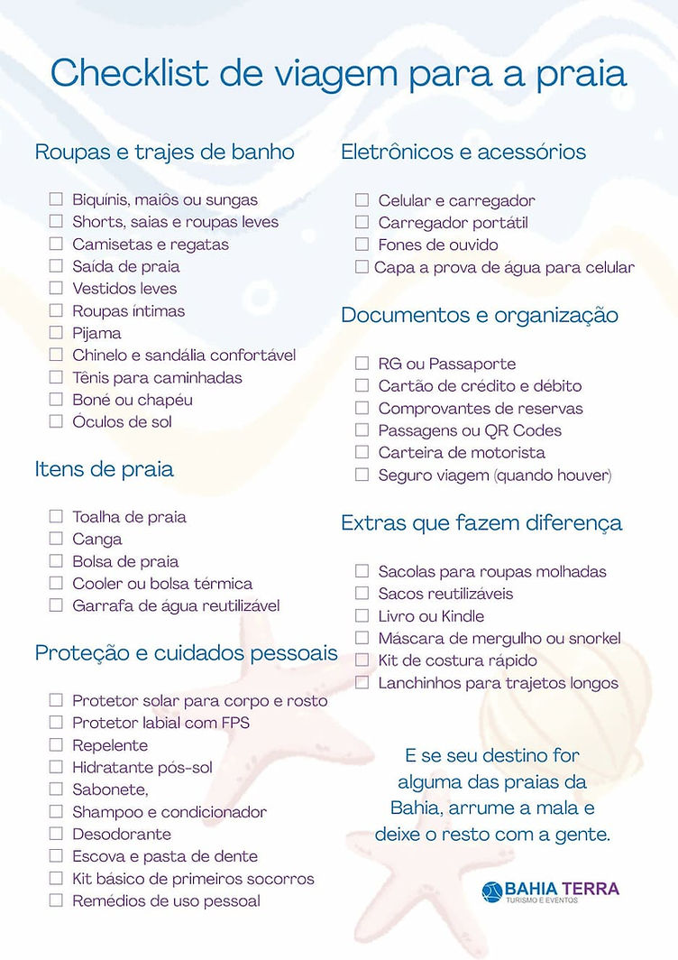 checklist mala de praia verão 2026