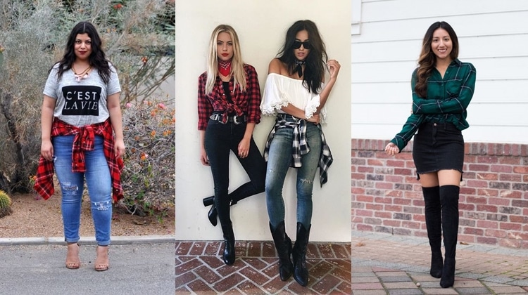 looks com camisa xadrez