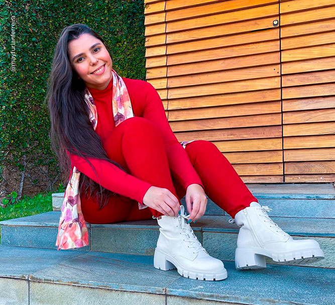 bota branca coturno