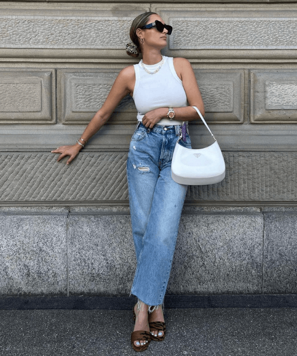 jeans com camisa branca