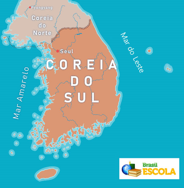 mapa político Coreia do Sul