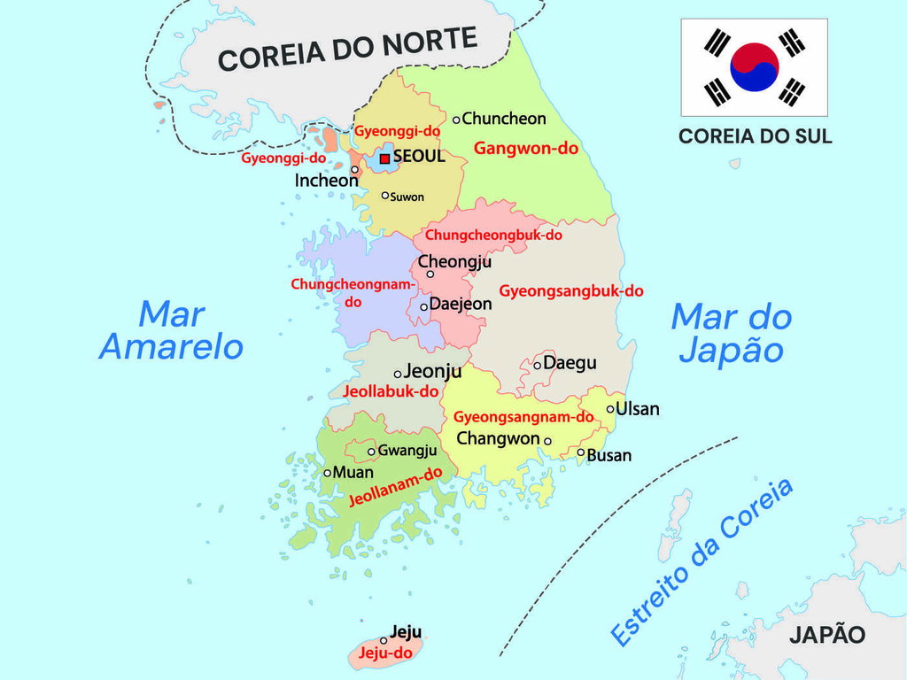 Coreia do Sul e Coreia do Norte mapa