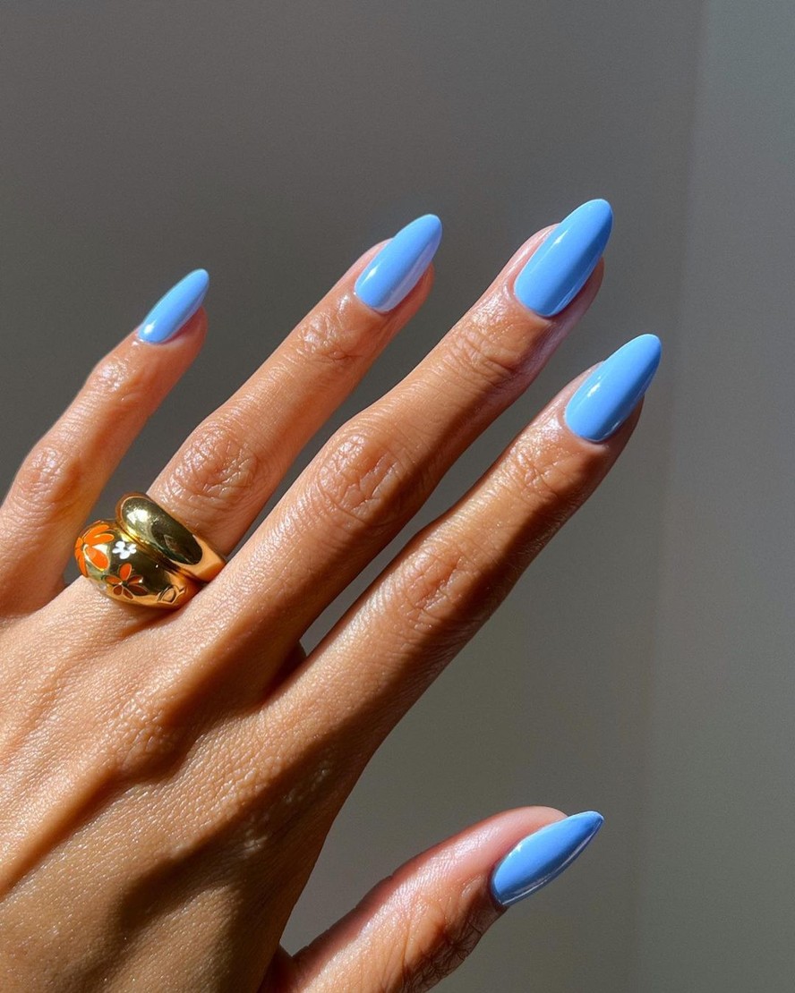 ideias de unhas azuis claras