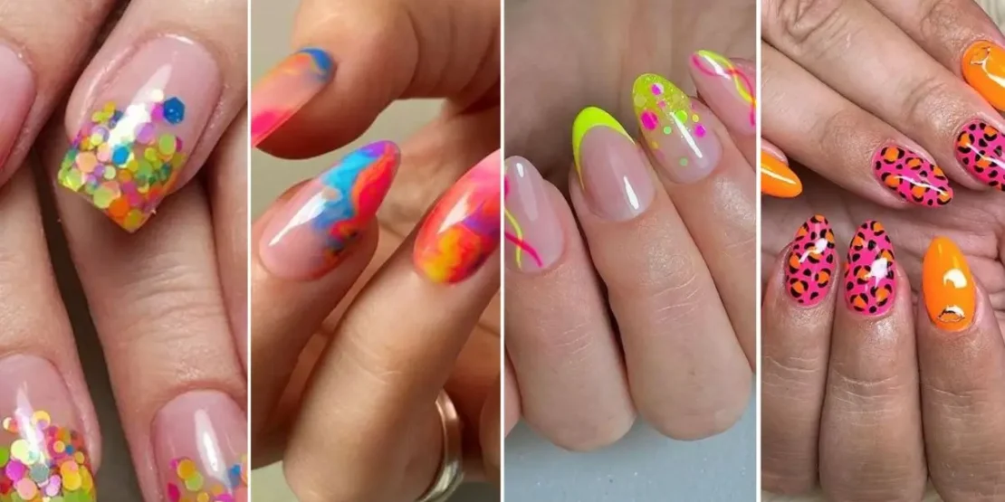 unhas neon carnaval