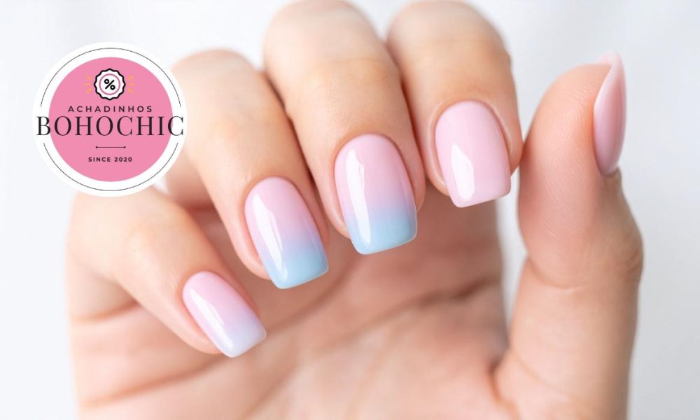 unhas em gel com nail art discreta