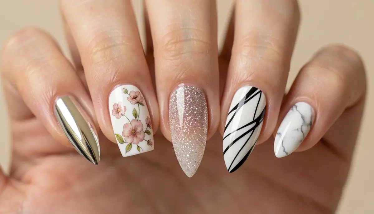 unhas em gel formato oval