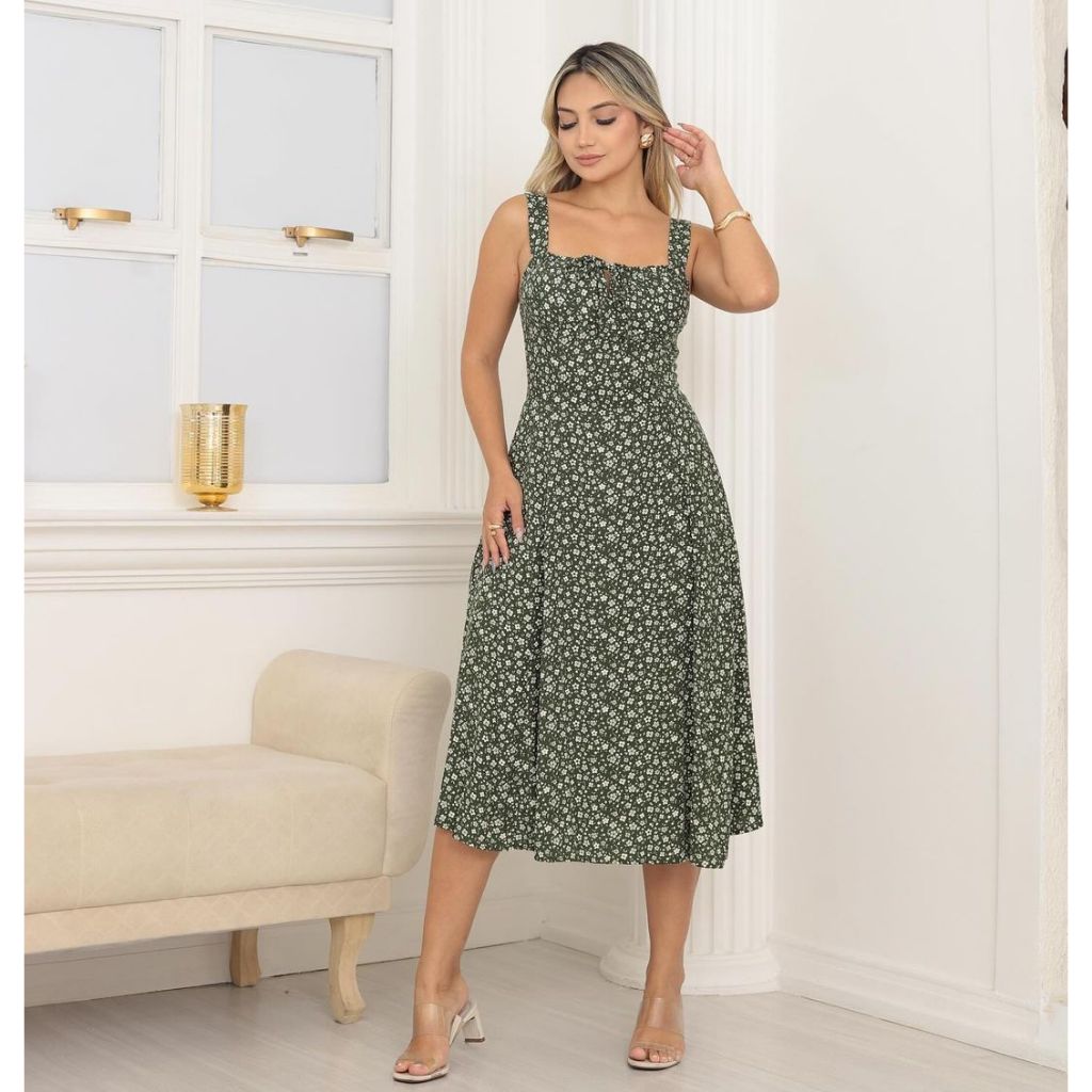 vestido midi canelado