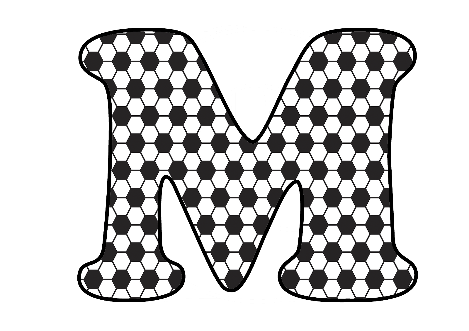 molde letra M cursiva