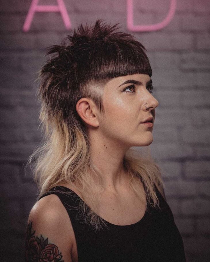 mullet feminino com franja
