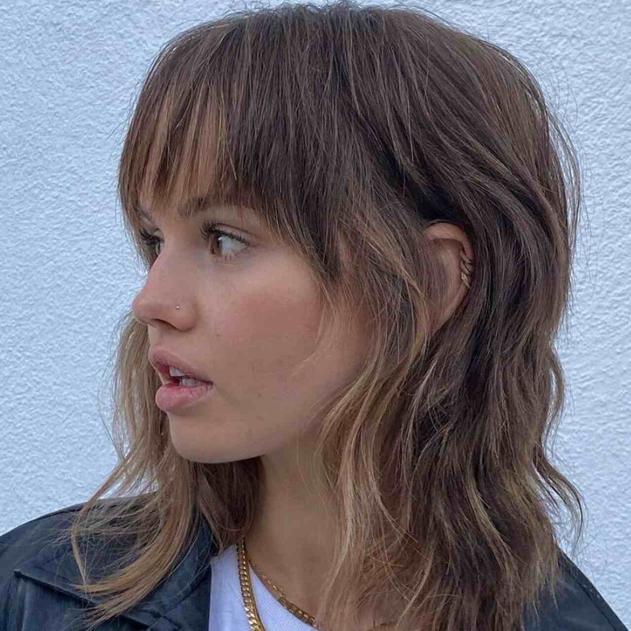 mullet feminino com franja