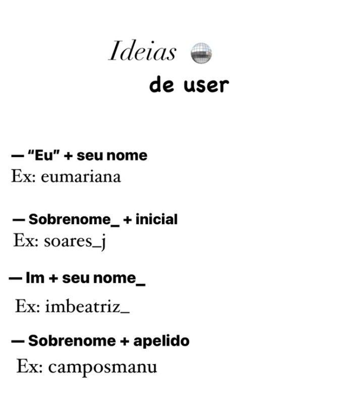 nomes criativos para instagram