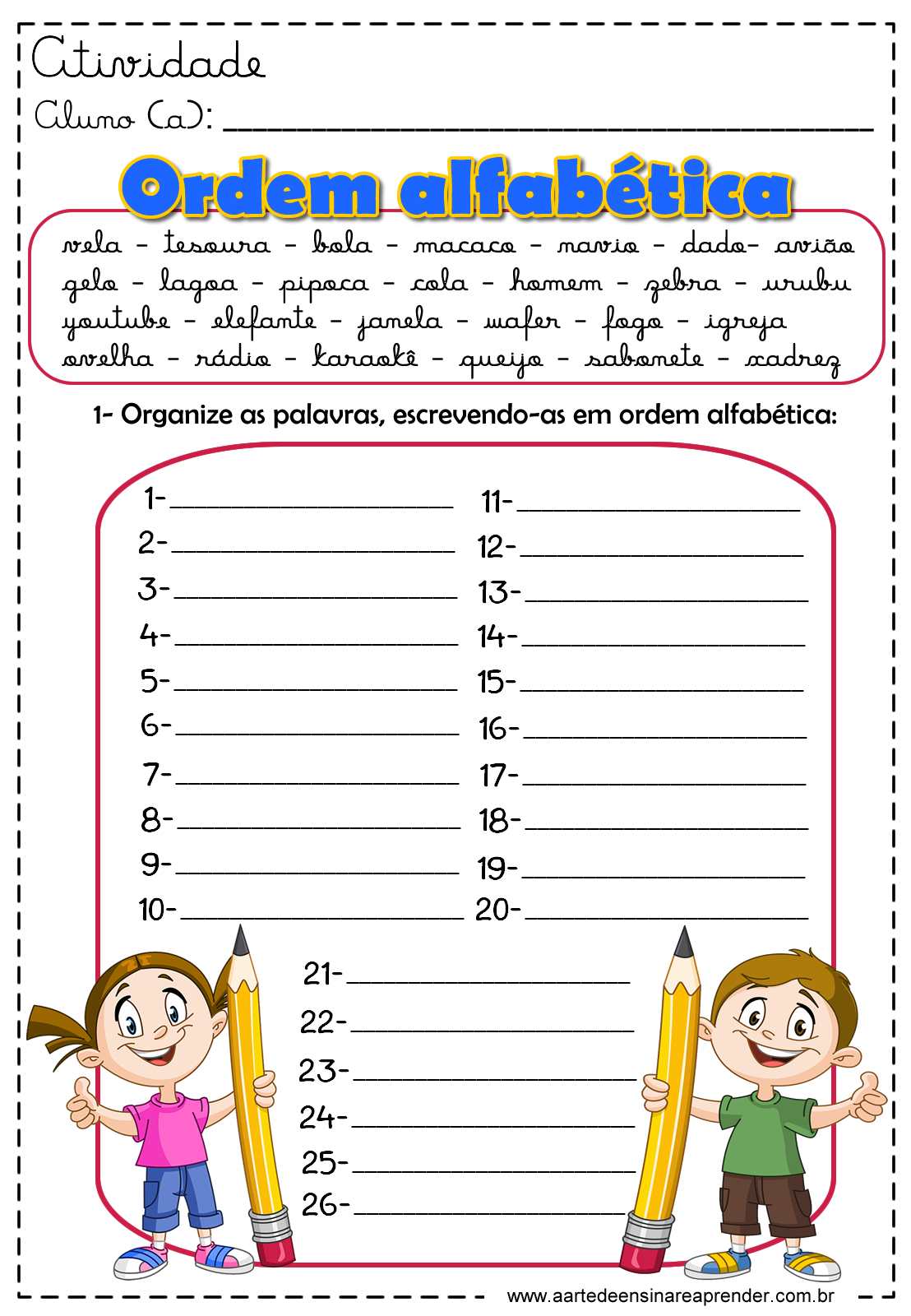 atividades para alfabetização