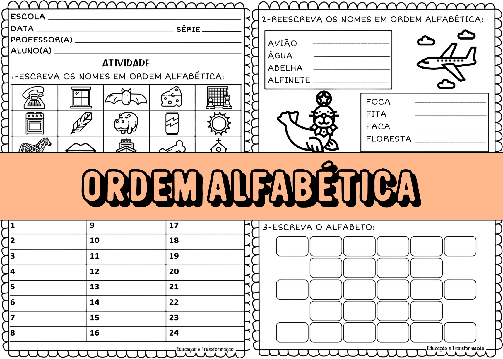 sequência do alfabeto atividades