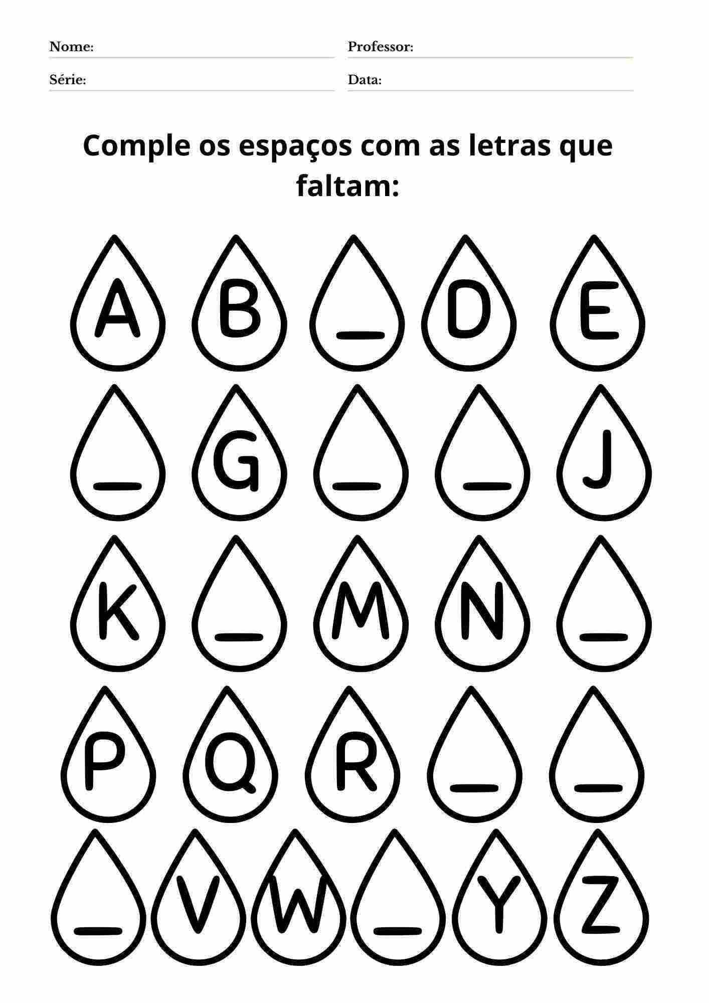 alfabeto divertido para crianças