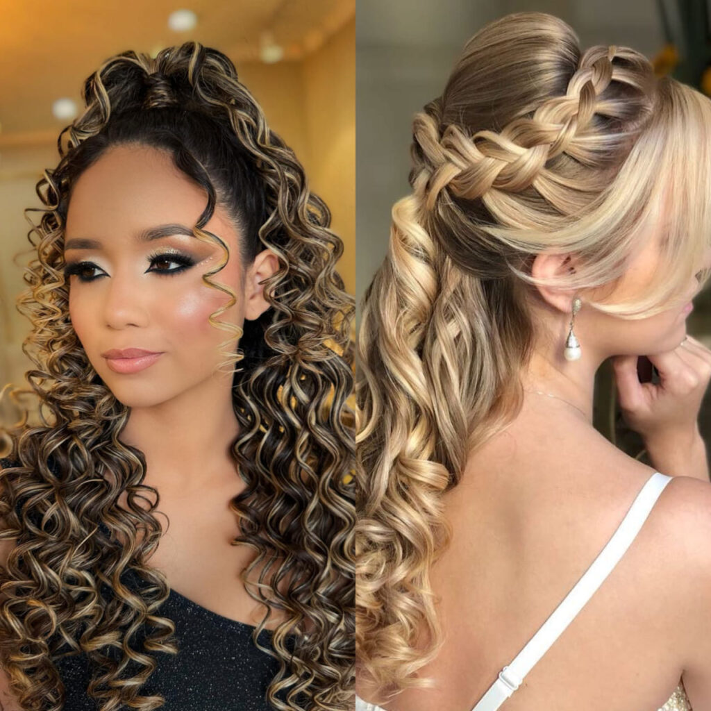 penteados cabelo solto com acessórios