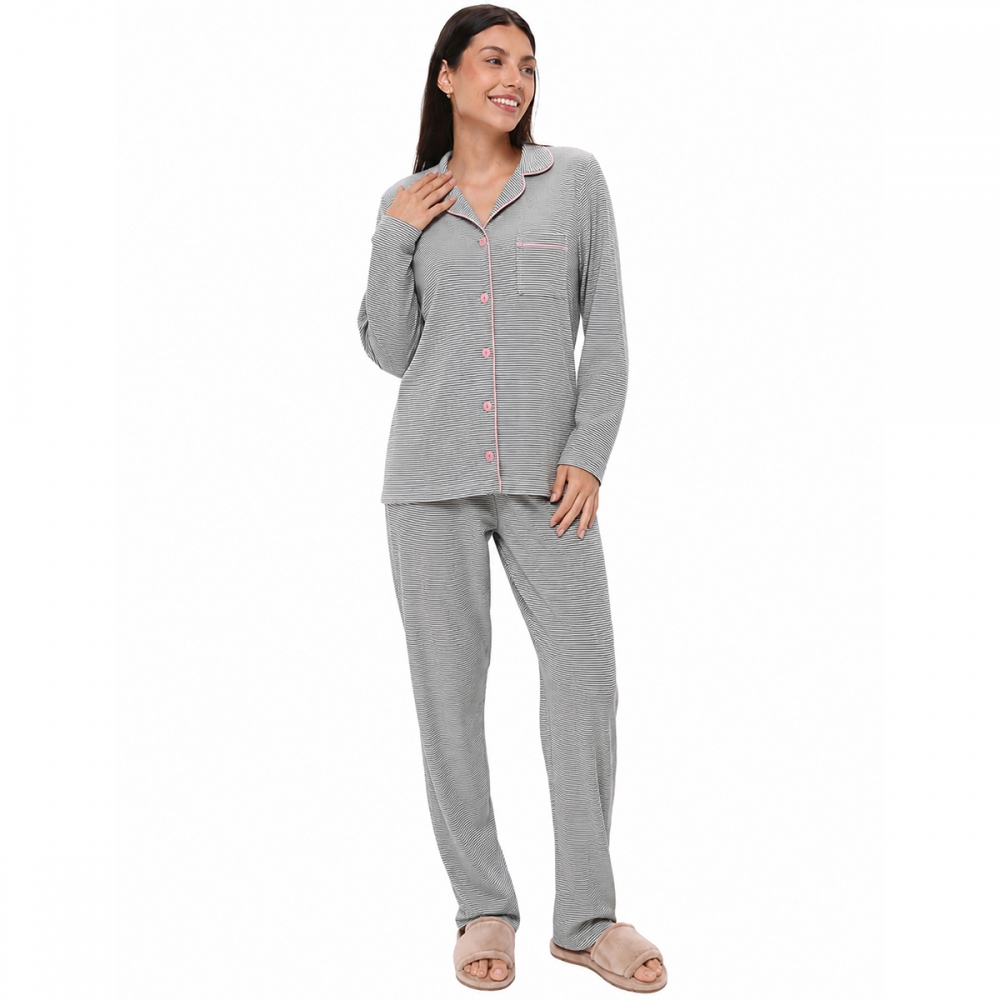 pijama de botão feminino