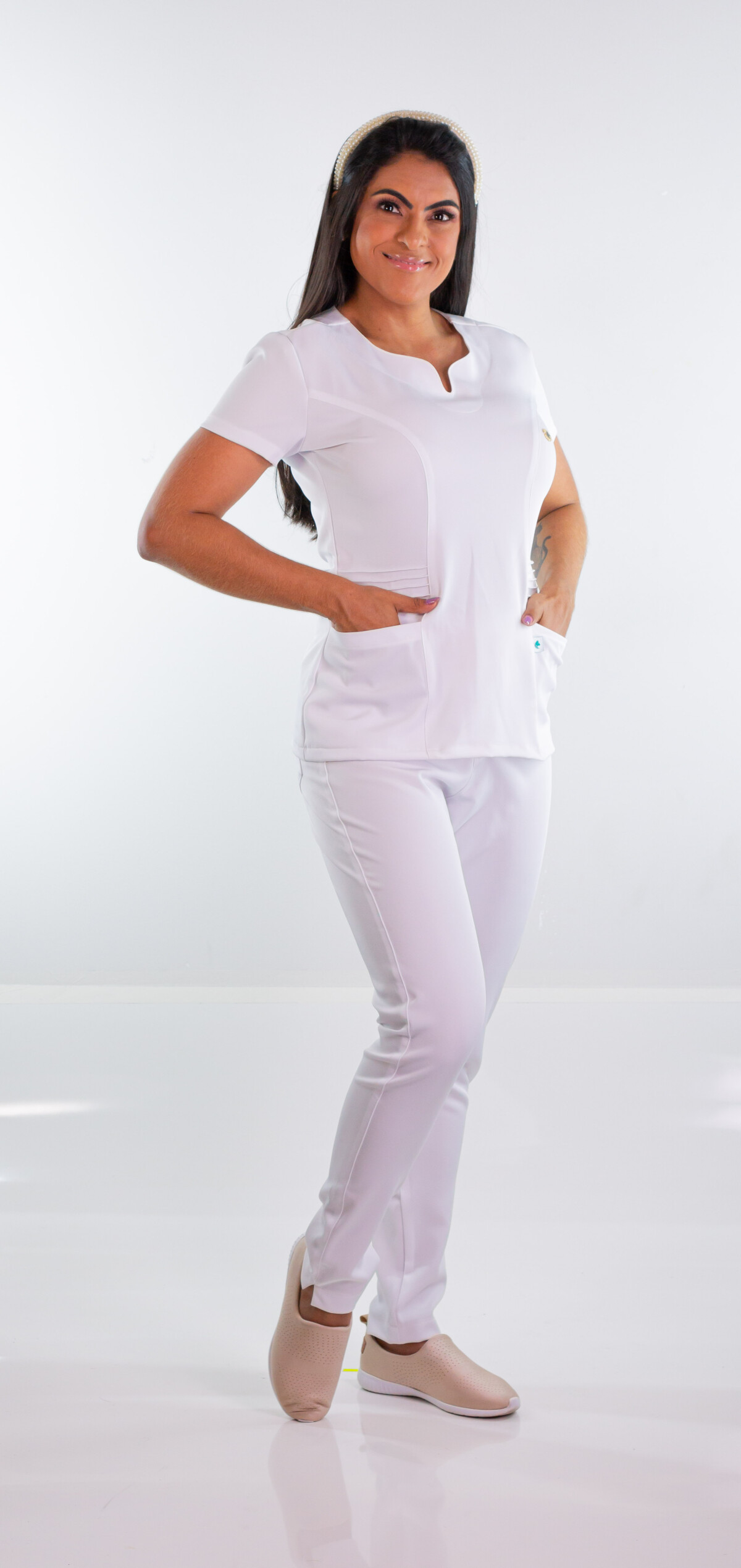 pijama feminino branco canelado