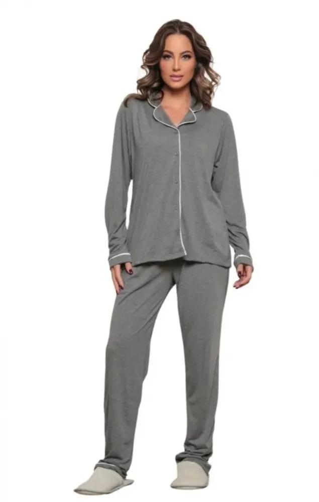 pijama curto cinza