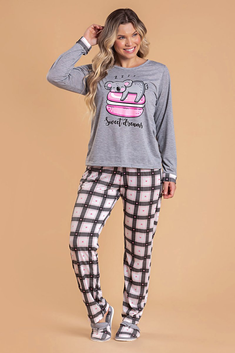 pijama americano feminino cinza