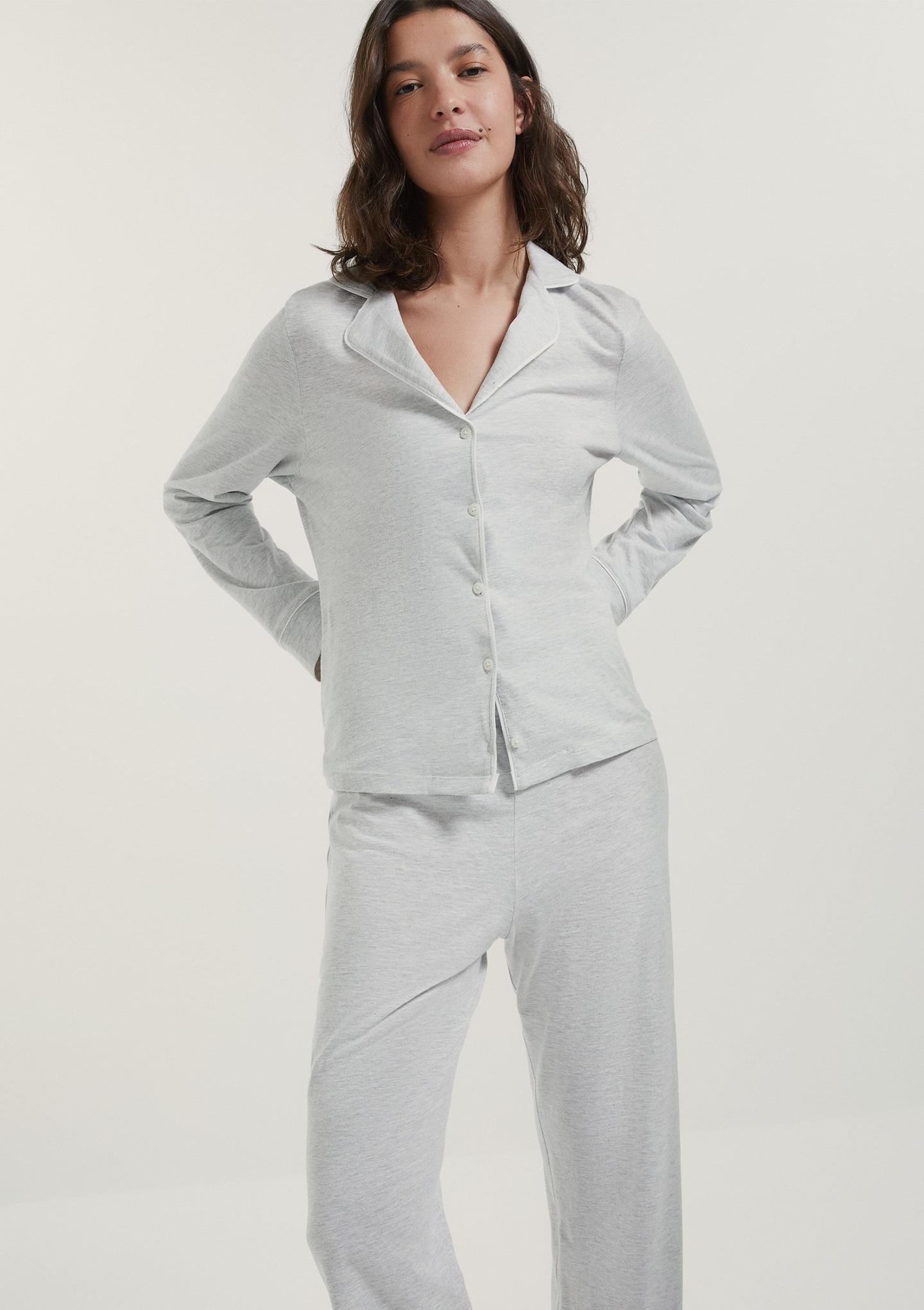 pijama algodão pima cinza