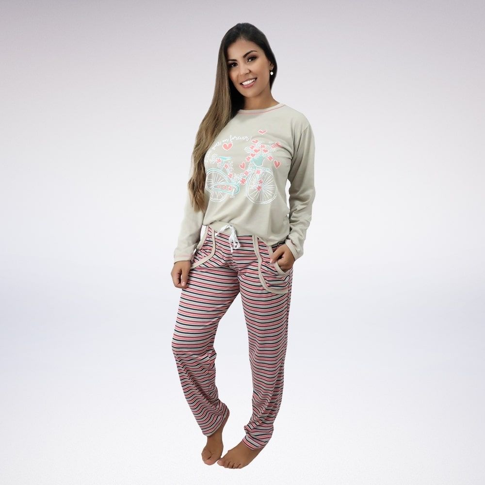 pijama feminino de inverno com bolso