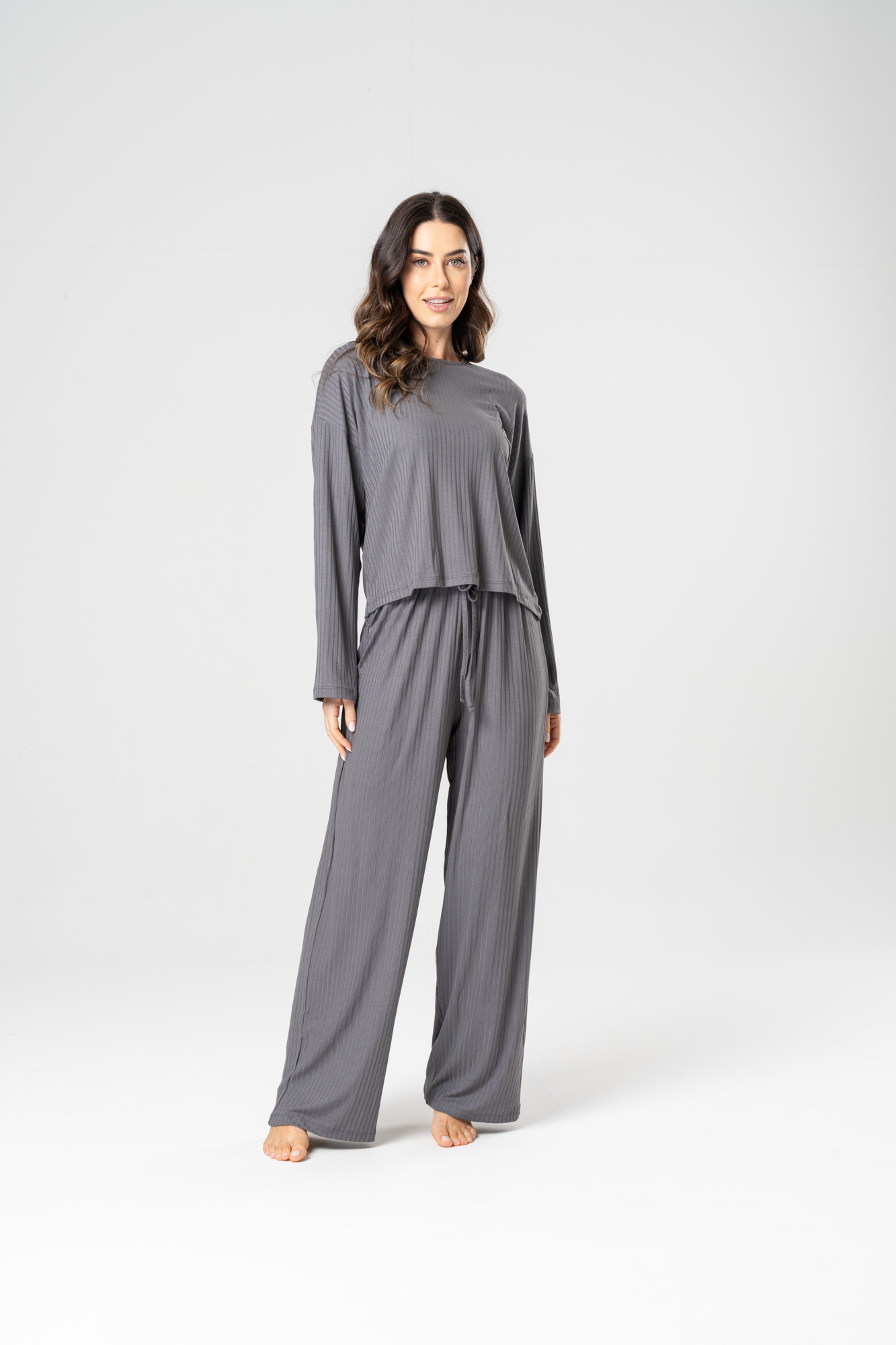 pijama canelado feminino